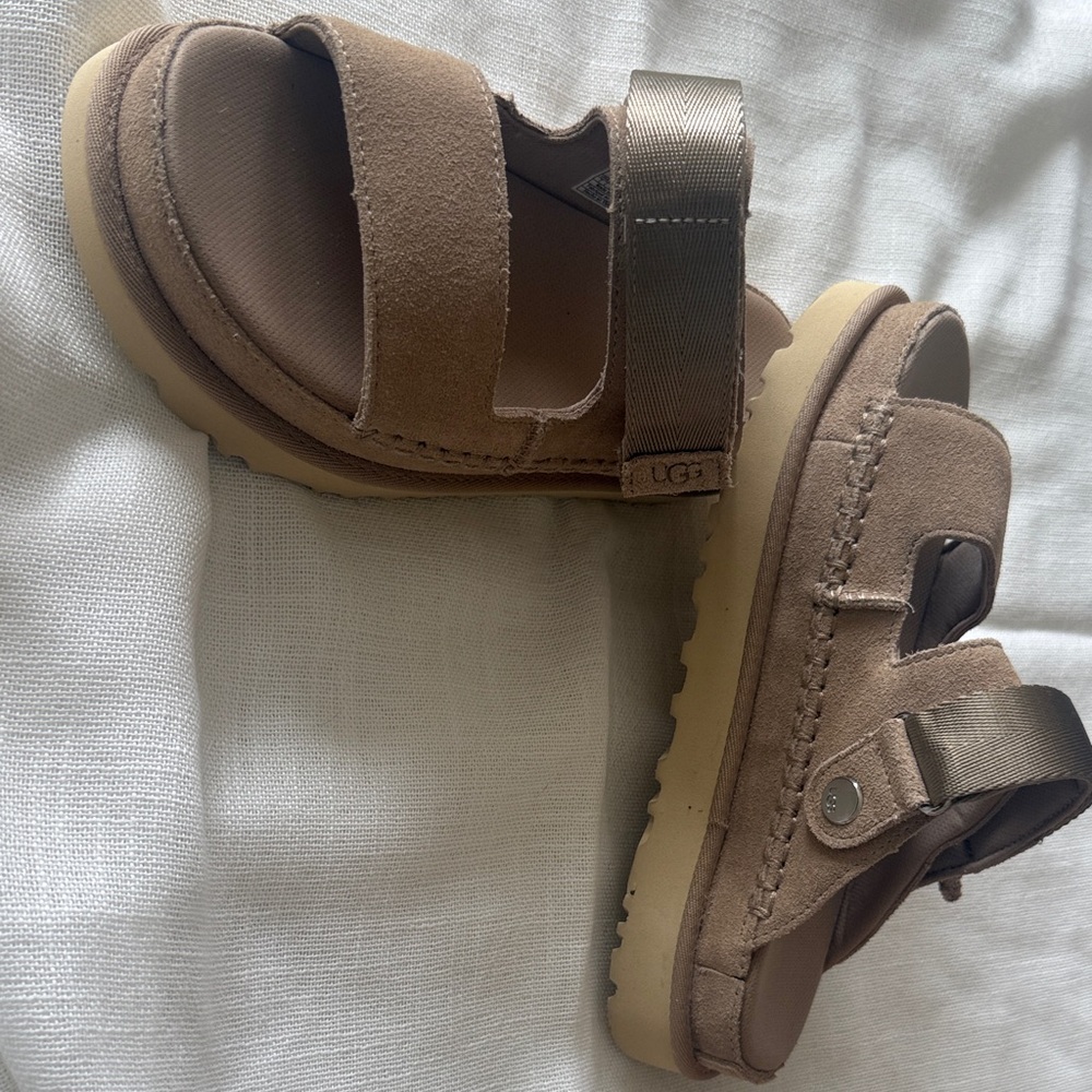 UGG Goldenstar Suede Tan Sandals - Picture 4 of 6
